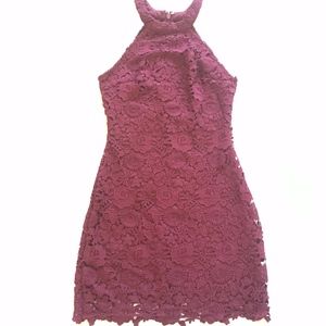 Lulu's LOVE POEM BURGUNDY LACE DRESS